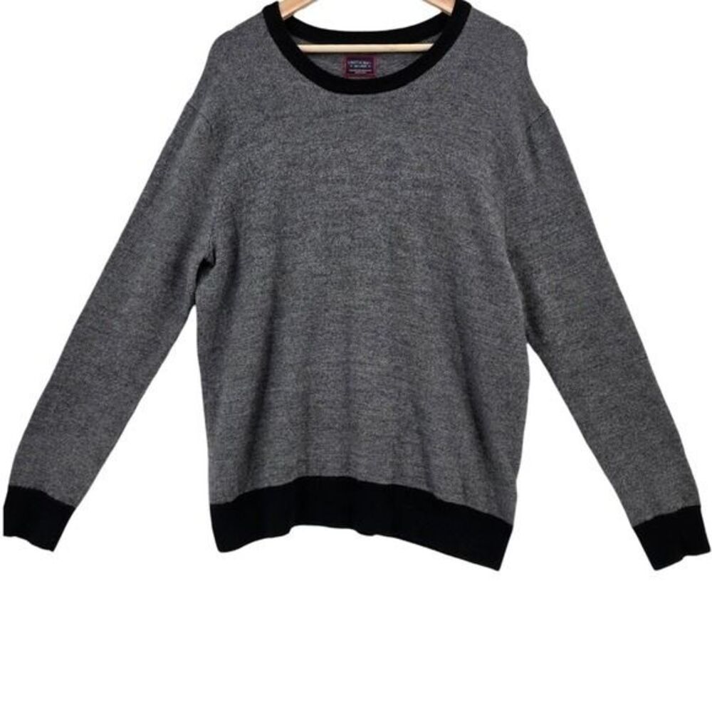 Untuckit Mens XXL Gray Black Spitler Merino Wool Two Tone Sweater - Picture 2 of 11